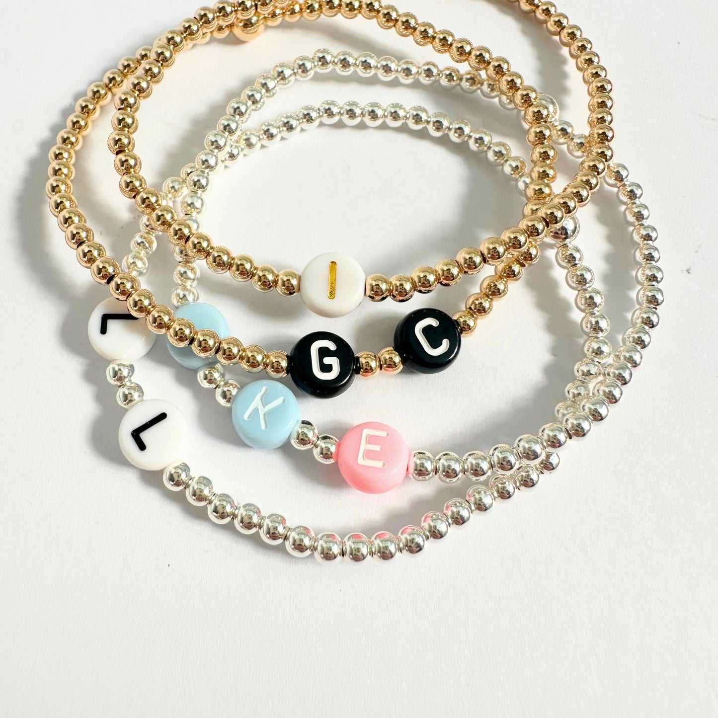 Tiny Bead Personalised Initials Bracelet