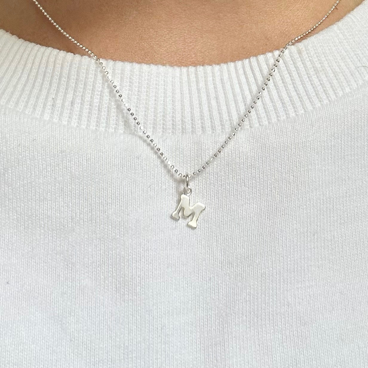 Tiny Sterling Silver Initial Necklace | Letter Charm Necklace for Women Teens Girls