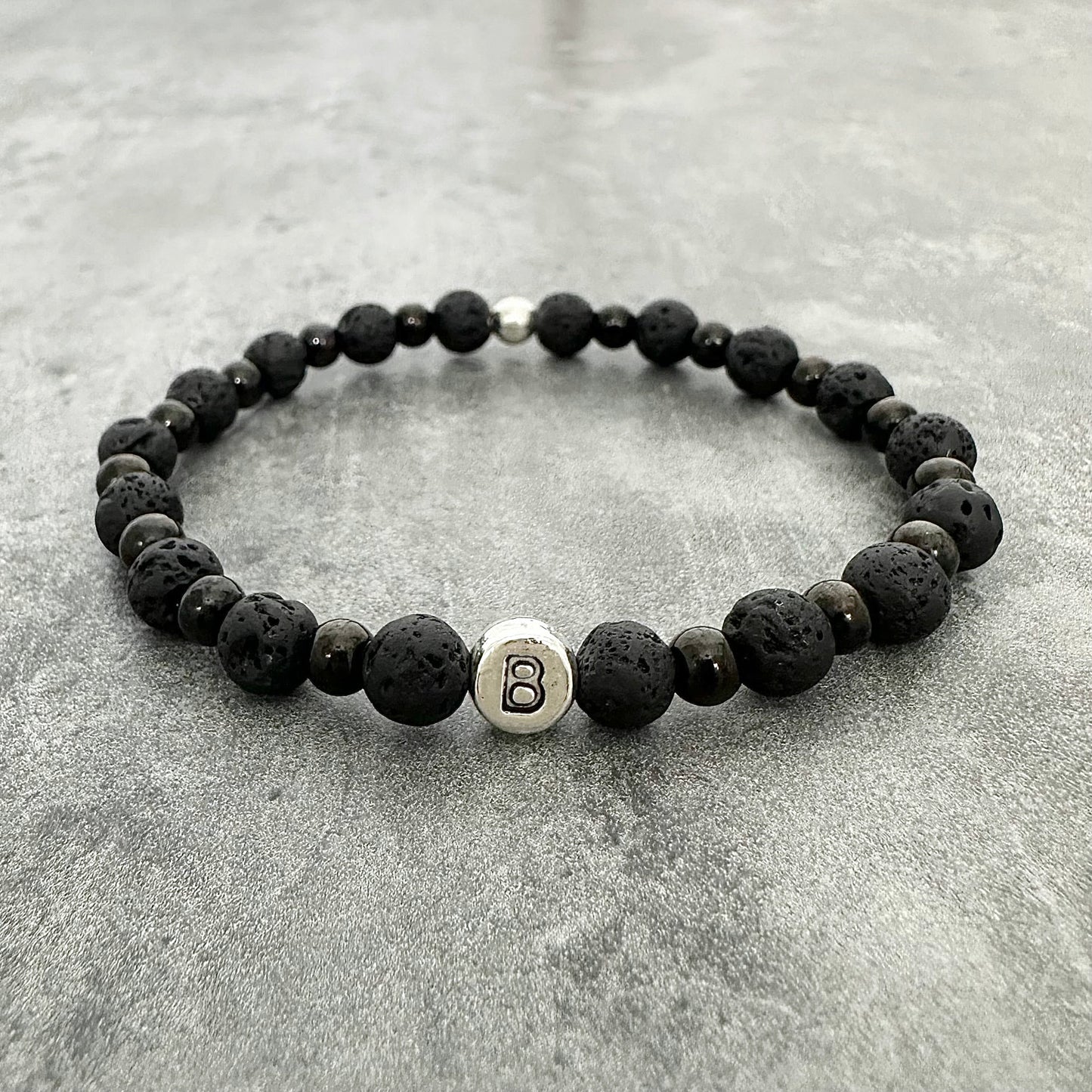 Mens Initial Bracelet - Stone & Steel