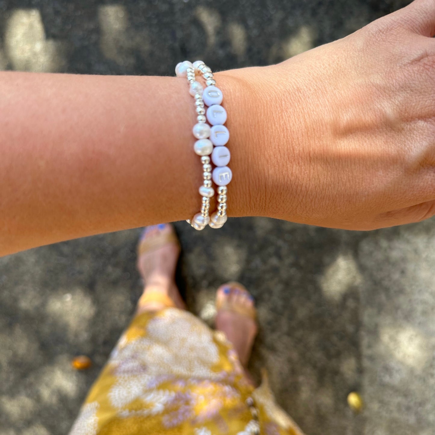 Freshwater Pearl Sterling Silver Name Bracelet