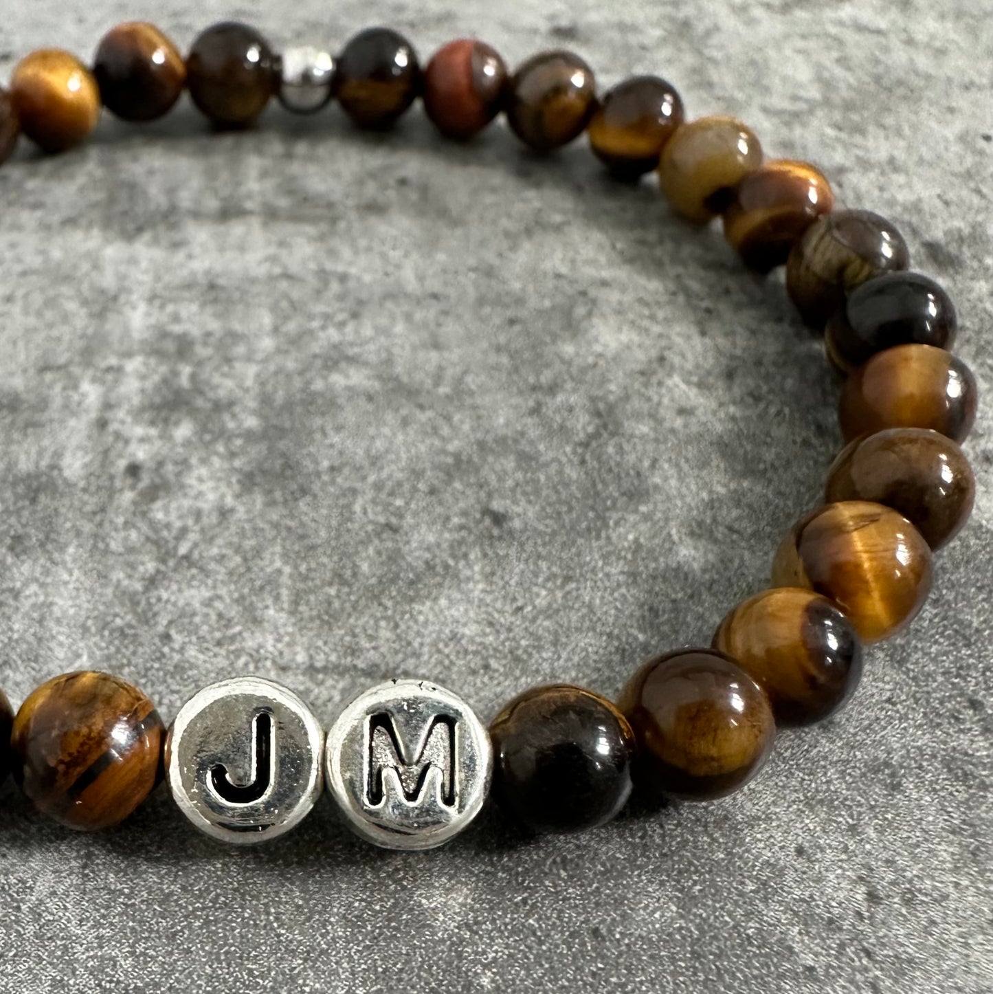 Mens Tigers Eye Initials Bracelet