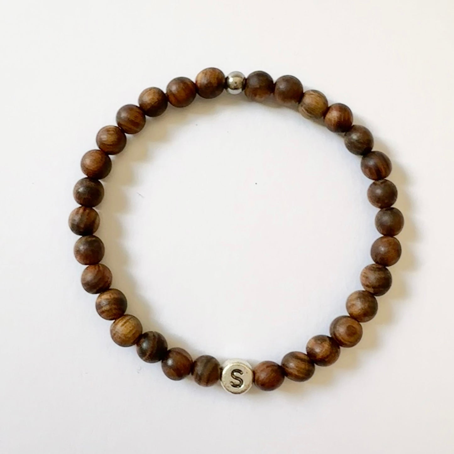 Mens Initial Bracelet - Wood & Metal