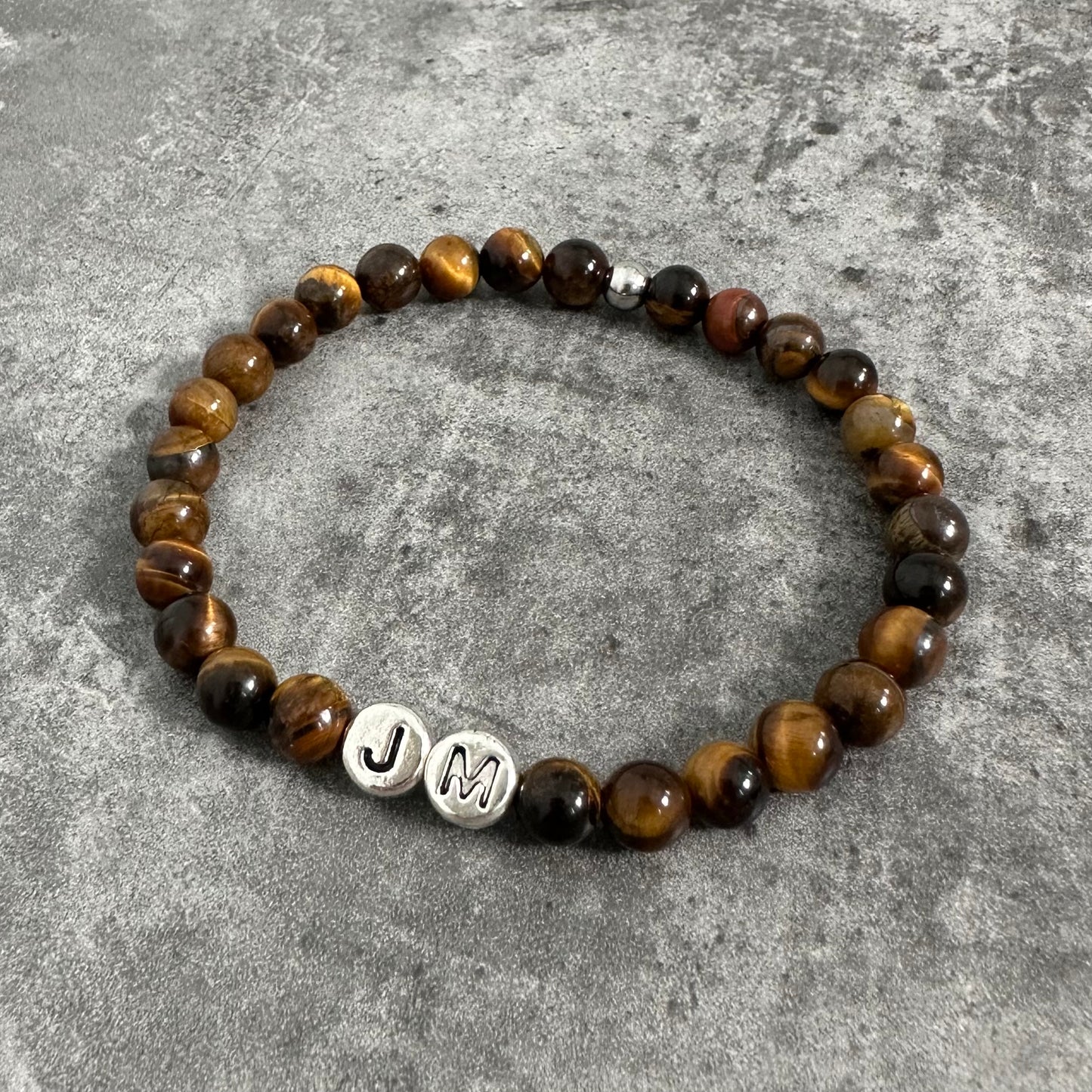 Mens Tigers Eye Initials Bracelet