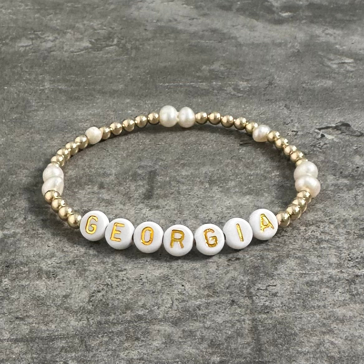 Freshwater Pearl 14k Name Bracelet