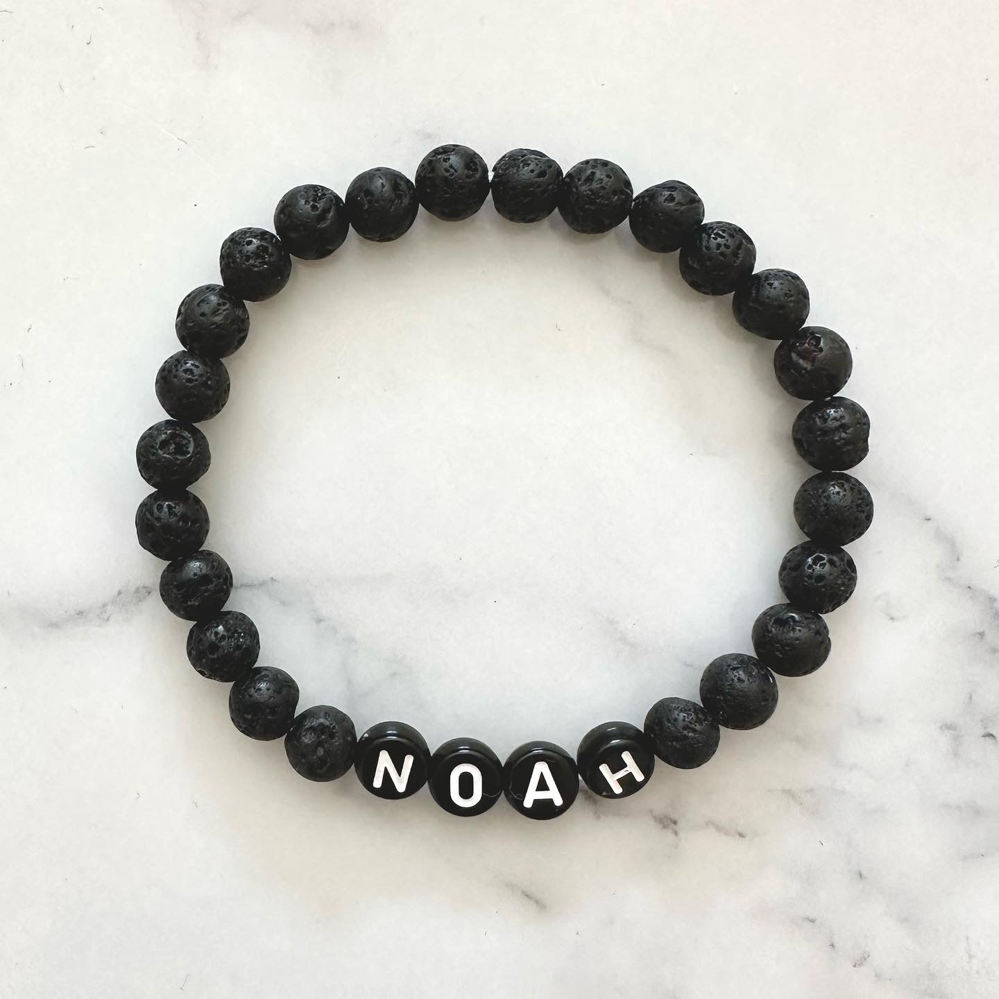 Mens Name Bracelet - Lava Stone