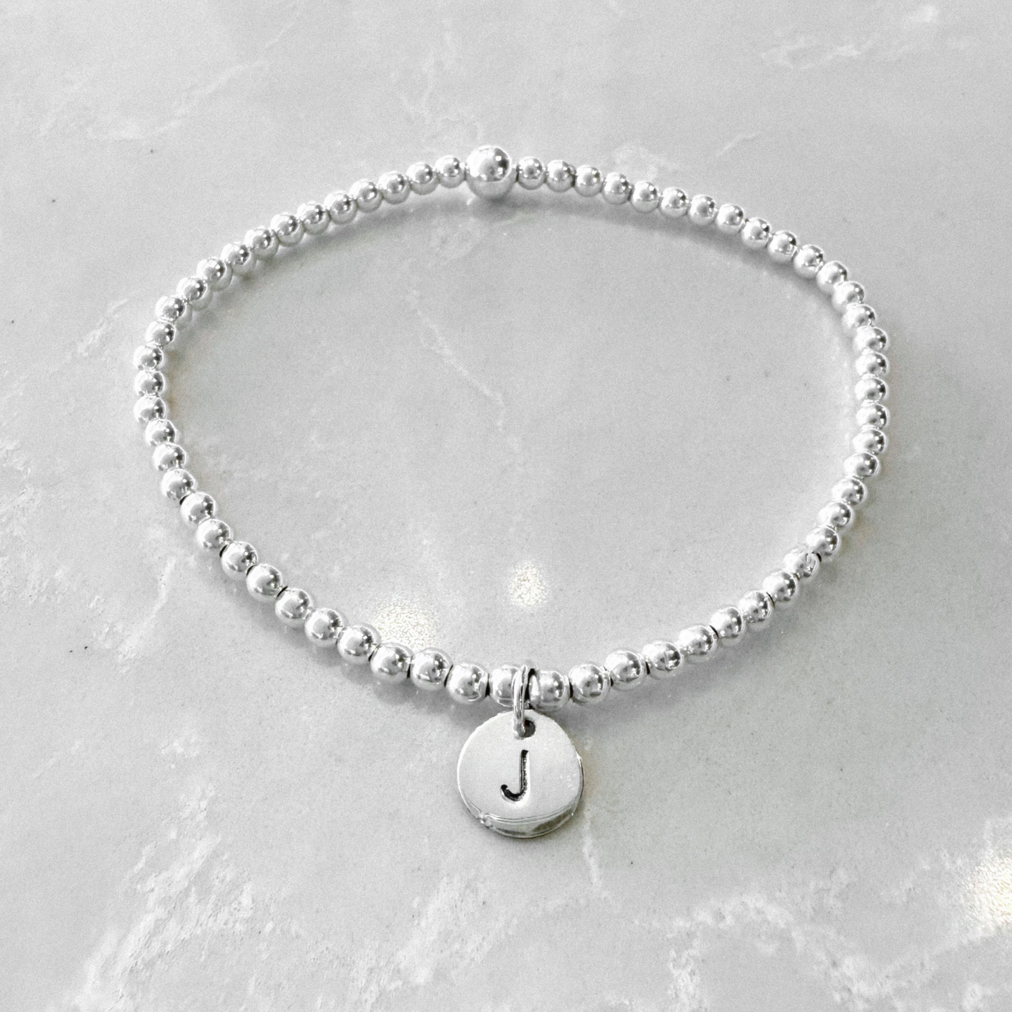 Sterling Silver Tiny Initial Charm Bracelet