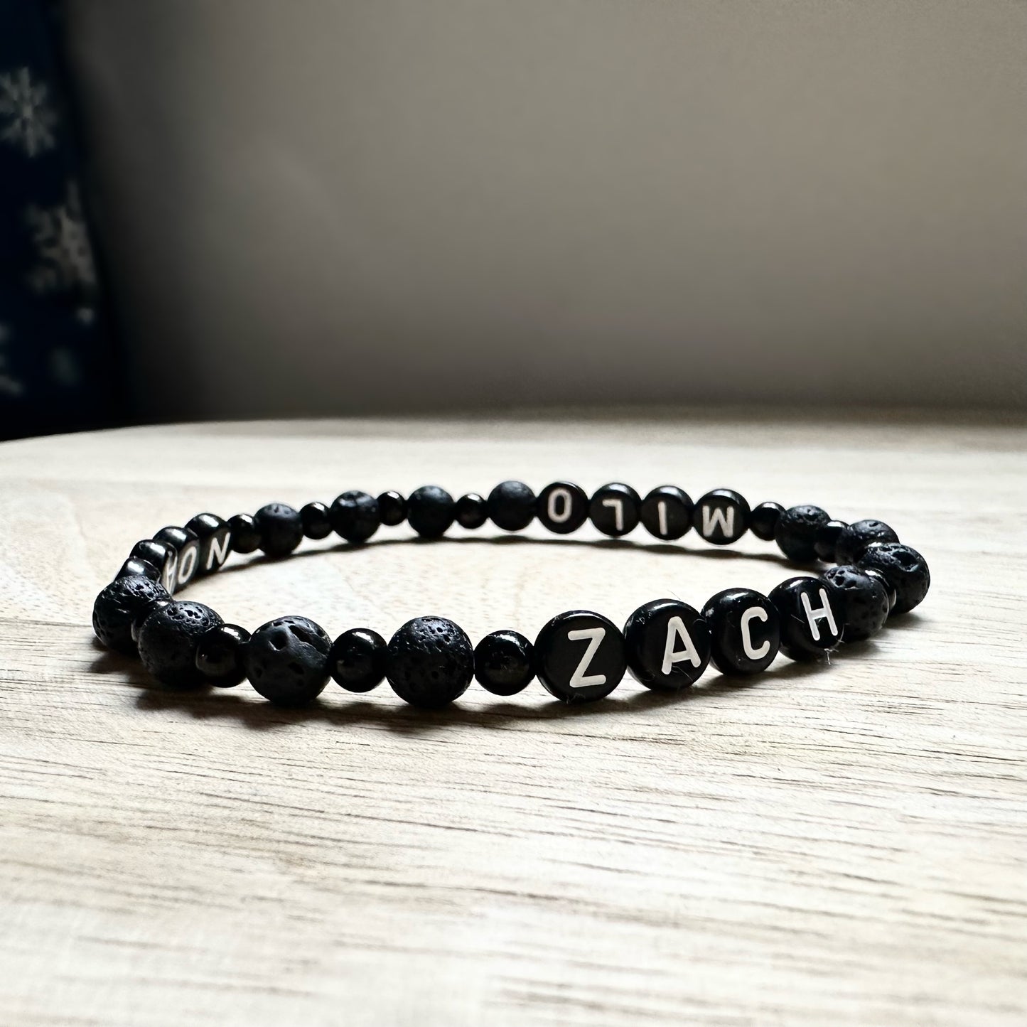 Mens Name Bracelet - Stone & Steel